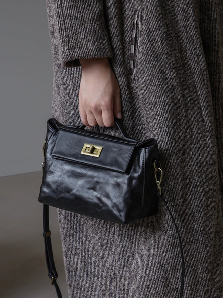 Womens Vintage Top-Grain Leather Small Crossbody Bag Shoulder Handbag Cute