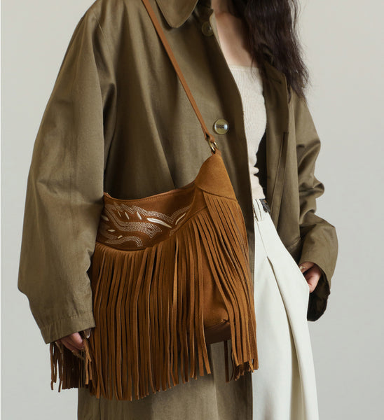 Womens Western Leather Fringe Purse Boho Crossbody Bag