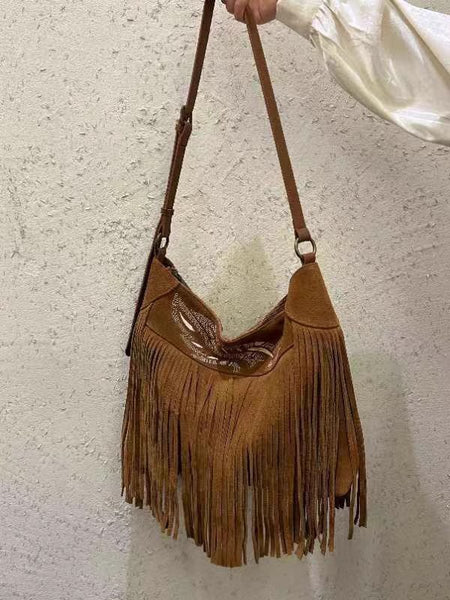 Womens Western Leather Fringe Purse Boho Crossbody Bag Designer