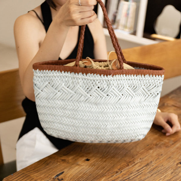 Womens White Leather Woven Handbags Woven Leather Tote Bag Cool