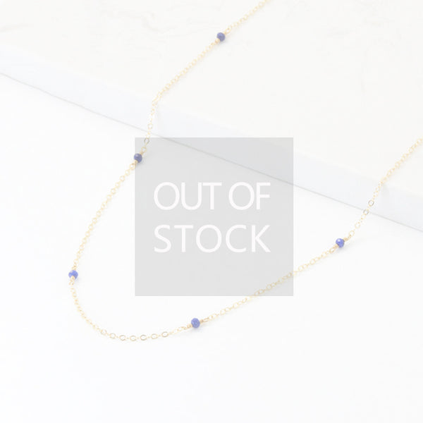 Faceted Lapis Lazuli Bead Pendant Necklace in 14K Gold Handmade Jewelry Women Accessories