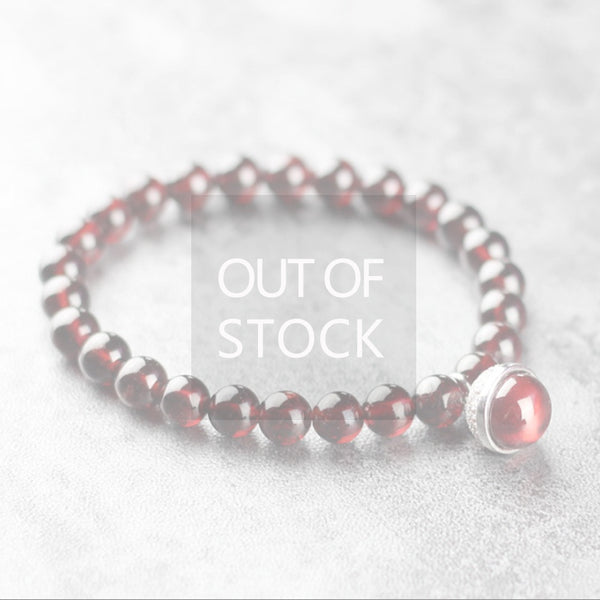Sterling Silver Garnet Beaded Bracelet Handmade January Birthstone Jewelry Women