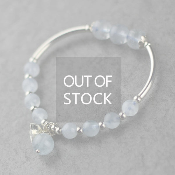 Sterling Silver Aquamarine Beaded Bracelet Handmade Jewelry for Women