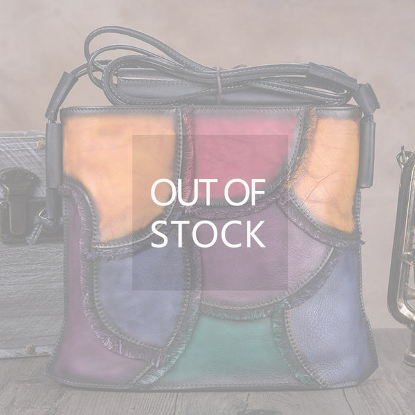 Boho Women's Small Crossbody Purse Multicolor Spliced Leather Shoulder Bag