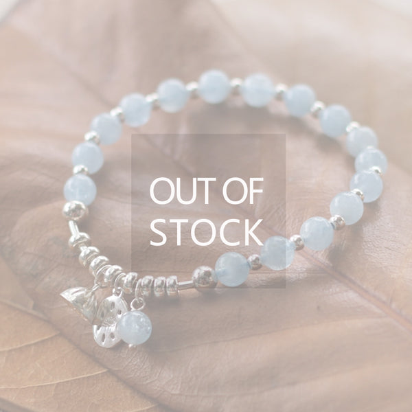 Sterling Silver Aquamarine Beaded Bracelet Handmade Jewelry for Women