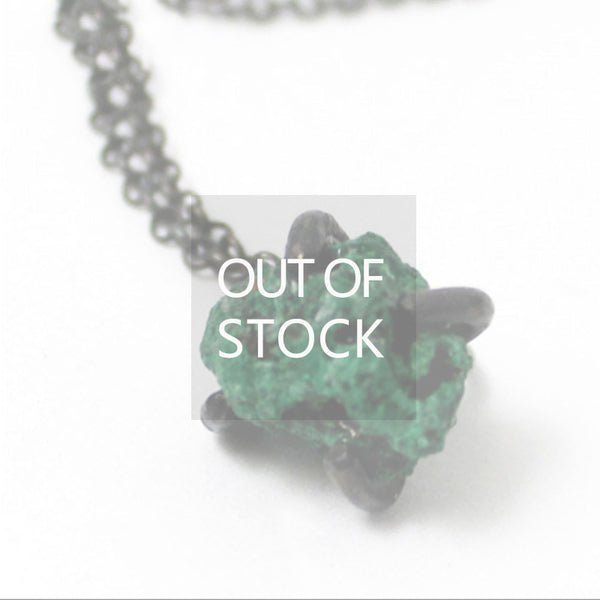 Natural Malachite Pendant Necklace in Vintage Silver Handmade Unique Jewelry Women Men