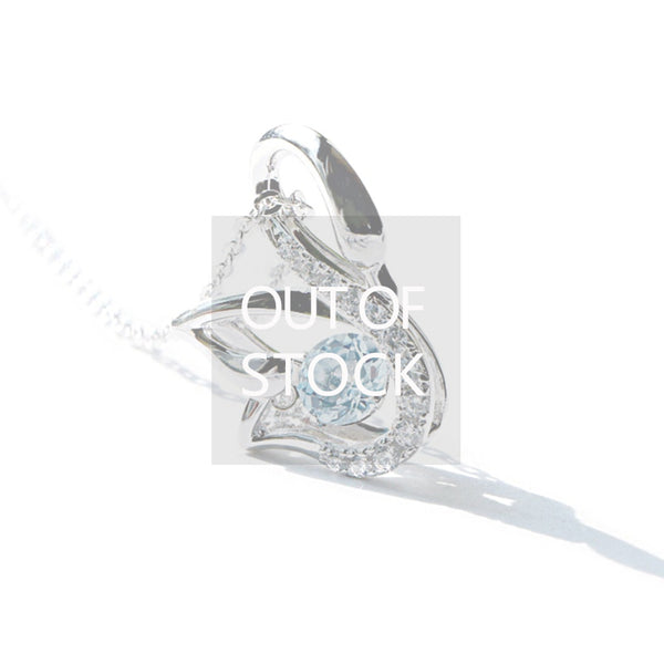 Blue Aquamarine Swan Pendant Necklace White Gold Plated Sterling Silver For Women