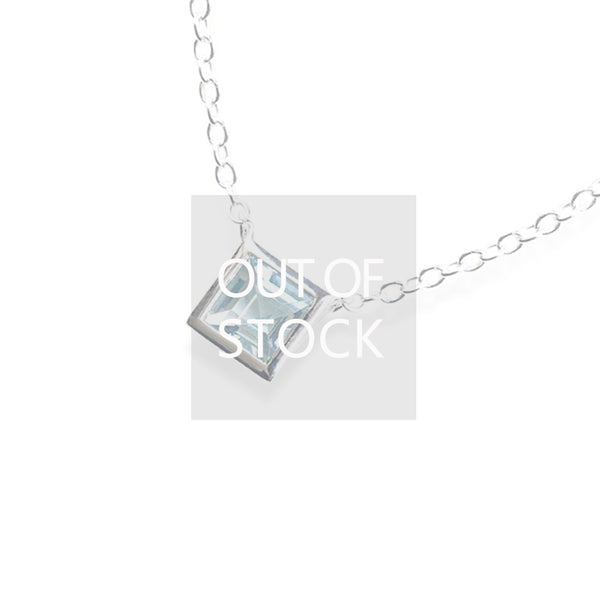 Blue Aquamarine Pendant Necklace in 18K White Gold Plated Sterling Silver For Women