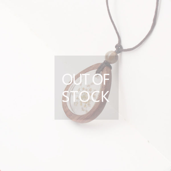 Herbage Wood Resin Unique Pendant Necklace Handmade Jewelry Accessories Gift Women
