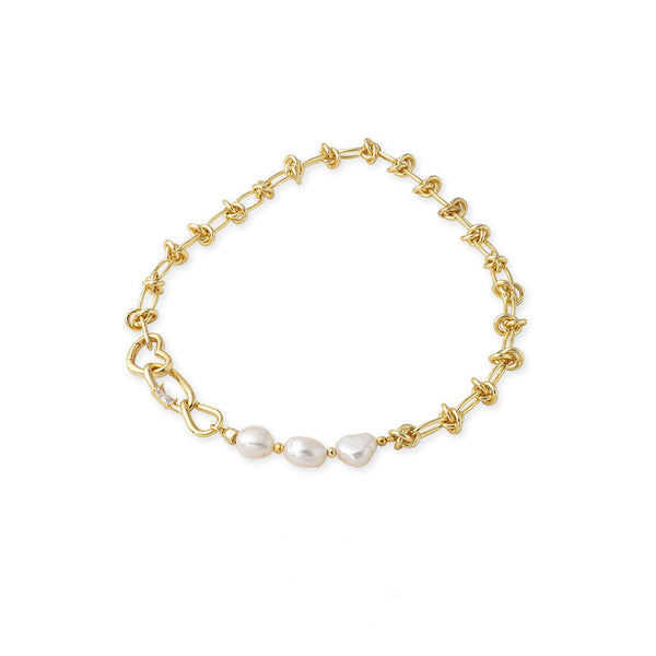 Baroque Freshwater Pearl Necklace 14K Gold-Plated Chain Necklace for Women