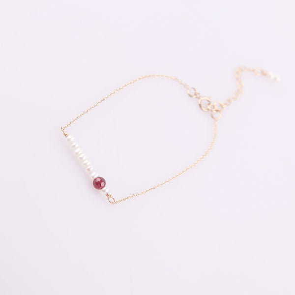 14K Freshwater Pearl Garnet Beads Bracelets Birthstone Jewelry Womens Gemstone Accessories for Women beautiful