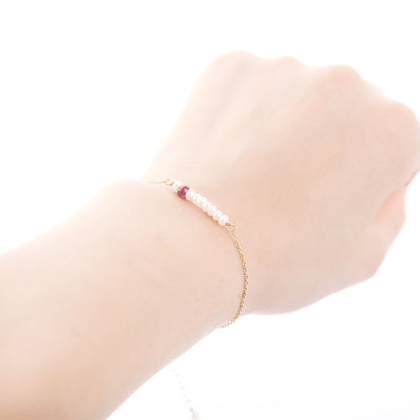 14K Freshwater Pearl Garnet Beads Bracelets Birthstone Jewelry Womens Gemstone Accessories for Women adorable