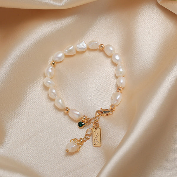14K Gold Plated Womens Pearl Bracelet Charm Bracelets For Women Boutique