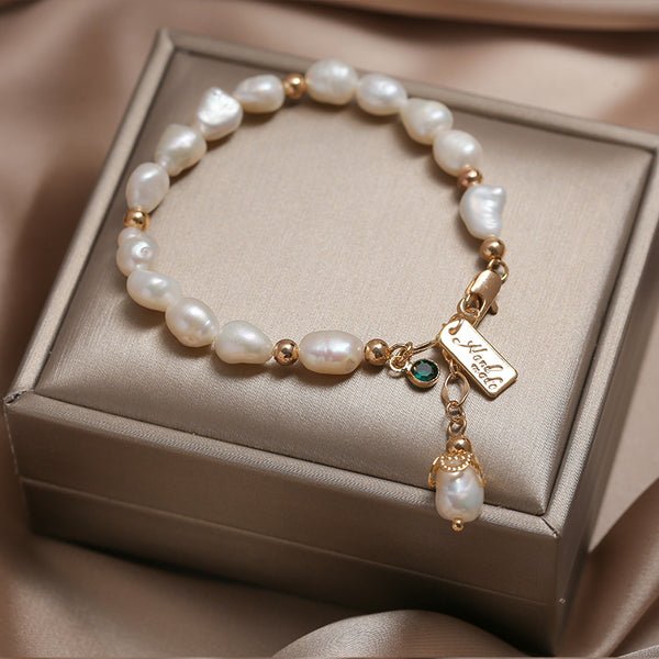 14K Gold Plated Womens Pearl Bracelet Charm Bracelets For Women Stylish