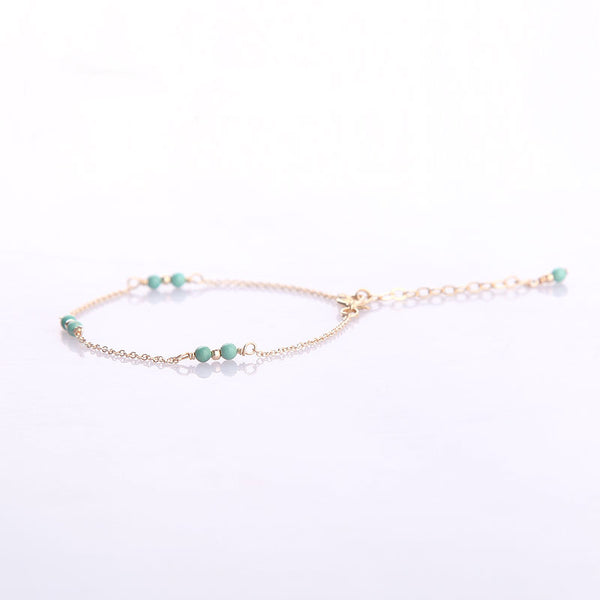 14K Turquoise Beads Bracelets December Birthstone Womens Gemstone Jewelry Accessories for Women chic