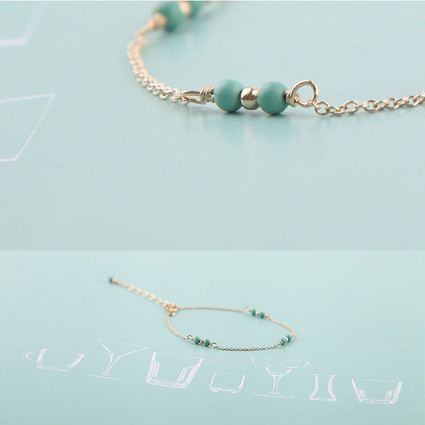 14K Turquoise Beads Bracelets December Birthstone Womens Gemstone Jewelry Accessories for Women cute