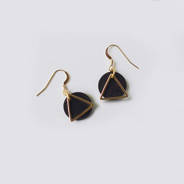 Wood Drop Earrings in Sterling Silver 14K Gold Handmade Jewelry Accessories Women