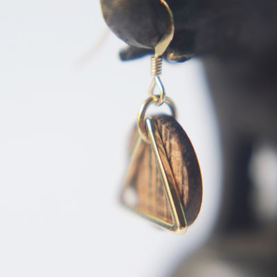 Wood Drop Earrings in Sterling Silver 14K Gold Handmade Jewelry Accessories Women
