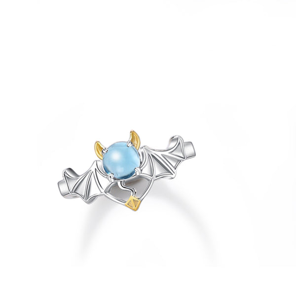 18K Gold Plated Silver Moonstone Or Topaz Ring Angel And Devil Couple Rings for Women and Men chic