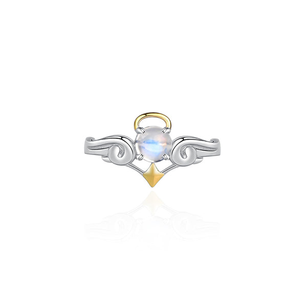 18K Gold Plated Silver Moonstone Or Topaz Ring Angel And Devil Couple Rings for Women and Men elegant