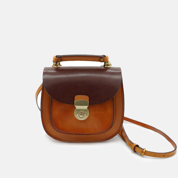 Vintage Womens Small Tan Leather Crossbody Handbags Bags Purse for Women
