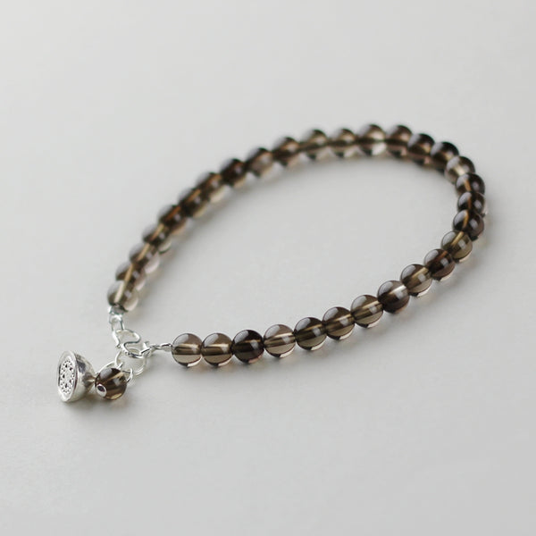 Sterling Silver Smoky Quartz Crystal Beaded Bracelet Handmade Jewelry Women