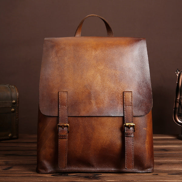 vintage leather backpack bag women laptopbag school bags