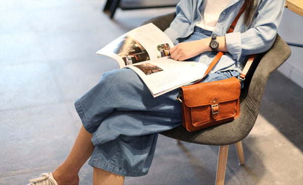 Vintage handmade Genuine Soft Leather Messenger Crossbody Bag Satchel Purses Women wear