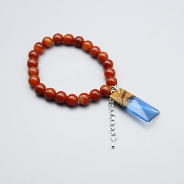 Agate Wood Resin Beaded Bracelet Handmade Unique Jewelry For Women Men