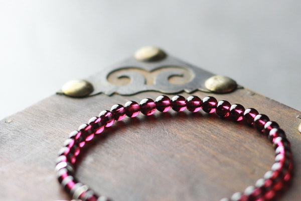 Sterling Silver Dream Catch Garnet Beaded Bracelet Handmade Jewelry for Women