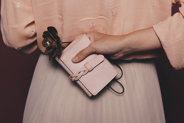 Cute Womens Pink Leather Wallet Purse Small Triple Wallets for Women