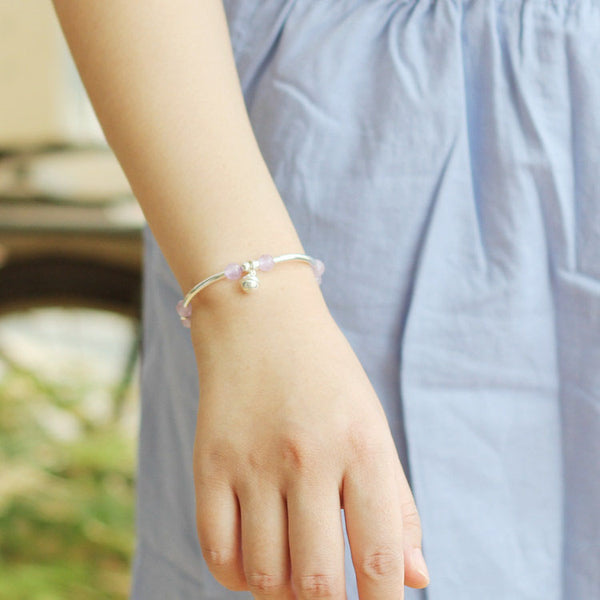 Sterling Silver Amethyst Beaded Bracelet Handmade Jewelry Accessories Women