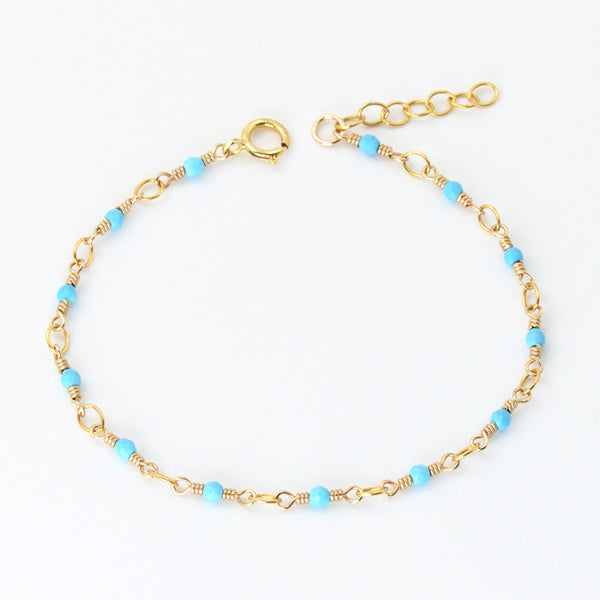 Turquoise Bead Bracelet in 14K Gold Handmade Jewelry Accessories Women
