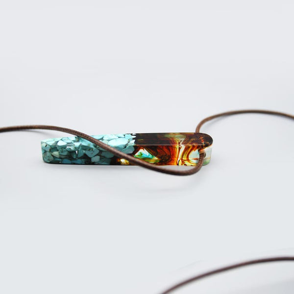 Turquoise Resin Pendant Necklace Handmade December Birthstone Jewelry For Women Men