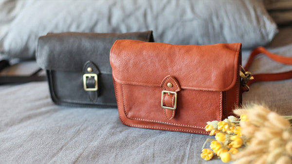 Vintage handmade Genuine Soft Leather Messenger Crossbody Bag Satchel Purses Women Side