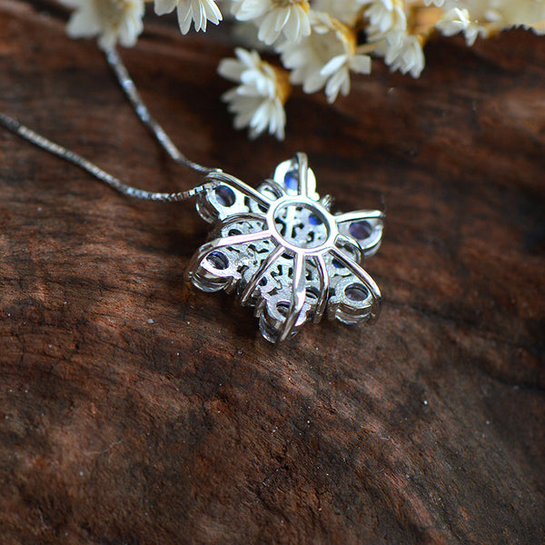 Moonstone Snowflake Pendant Necklace in Sterling Silver Jewelry Accessories For Women