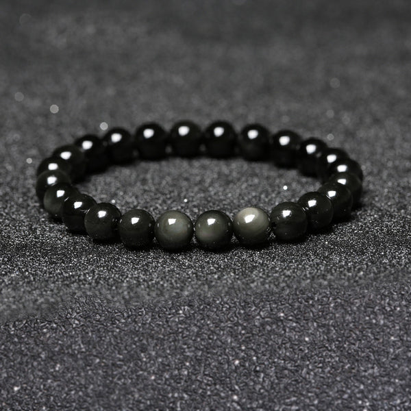 Obsidian Bead Bracelet Handmade Lovers Jewelry Accessories for Women Men