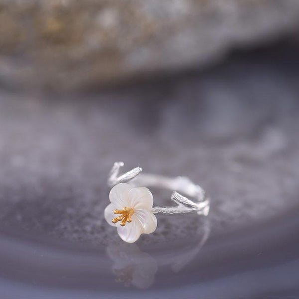 Shells Flower Ring in Sterling Silver Handmade Jewelry Accessories Women