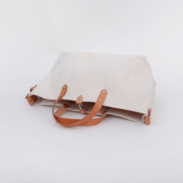 Handmade Canvas body with Leather hand handle Tote Bag Handbag Purse Women