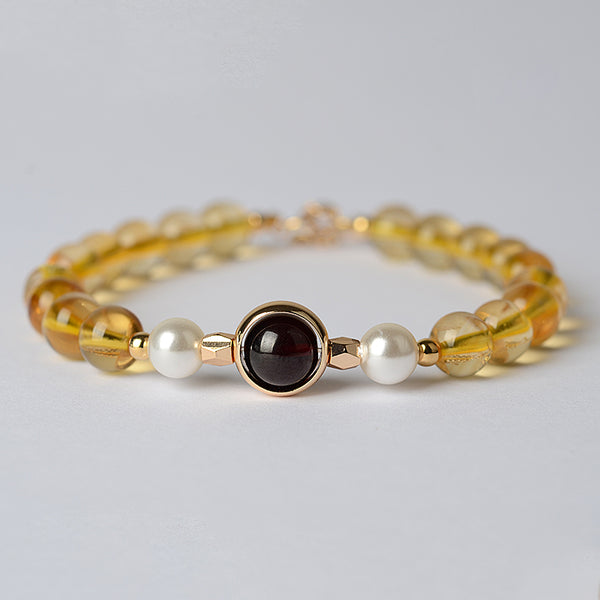 Citrine Garnet Beaded Bracelet Handmade Jewelry Accessories Women
