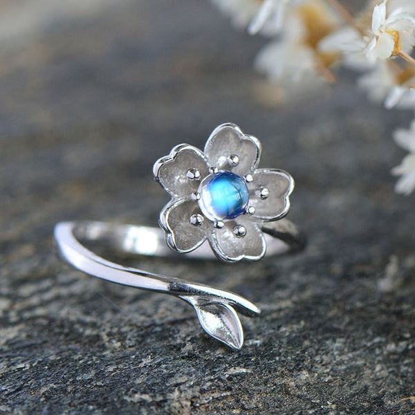 Moonstone Ring in White Gold Plated Silver Handmade Jewelry Engage Ring for Women