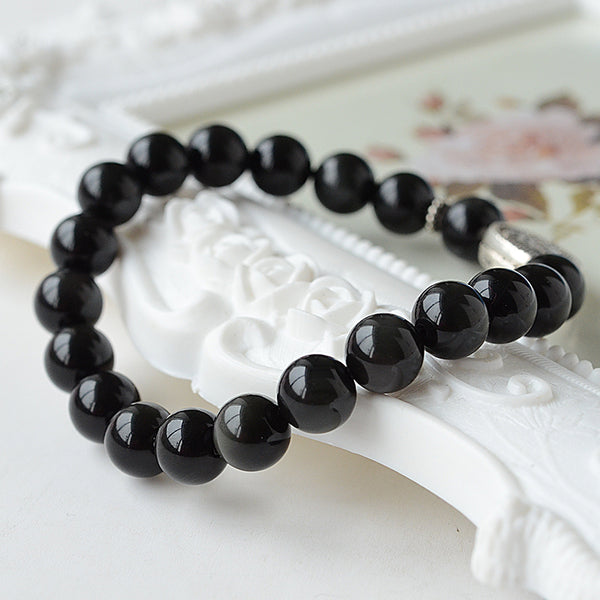 Obsidian Beaded Bracelet Handmade Jewelry Accessories for Women Men