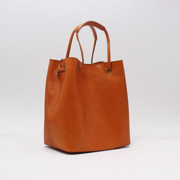Handmade Vintage Leather Handbag Bucket Bag Purse Women