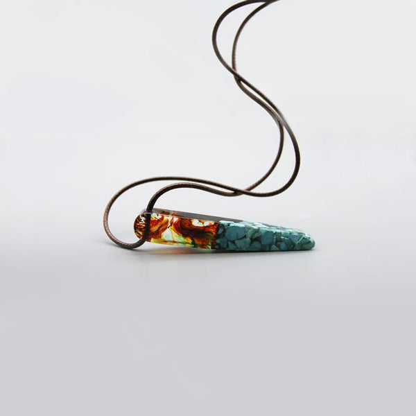 Turquoise Resin Pendant Necklace Handmade December Birthstone Jewelry For Women Men