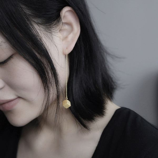Wood Threader Earrings in Sterling Silver 14K Gold Handmade Jewelry Accessories Women