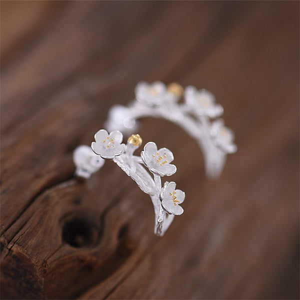 Sterling Silver Flower Stud Earrings Handmade Jewelry Gifts Women