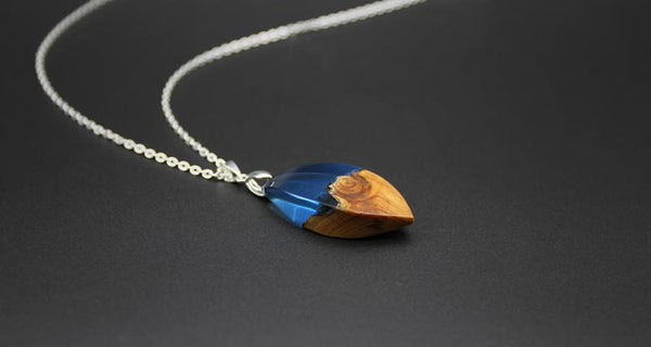 Wood and Resin Pendant Necklace Handmade Unique Jewelry For Women Men