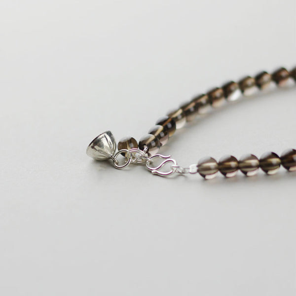 Sterling Silver Smoky Quartz Crystal Beaded Bracelet Handmade Jewelry Women