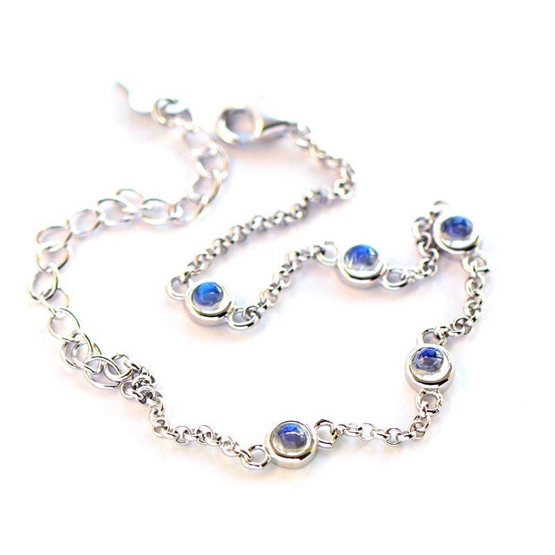 Moonstone Bracelets  in White Gold Plated Sterling Silver June Birthstone Jewelry For Women