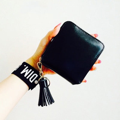 Women Cute Leather Short Zip Wallet Coin Wallet Tassel Purse for Women